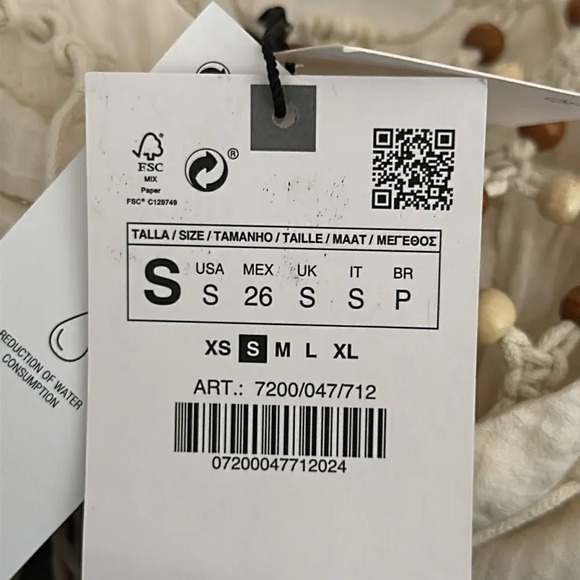 ZARA | Ecru | BEADED COTTON TOP - Picture 9 of 13